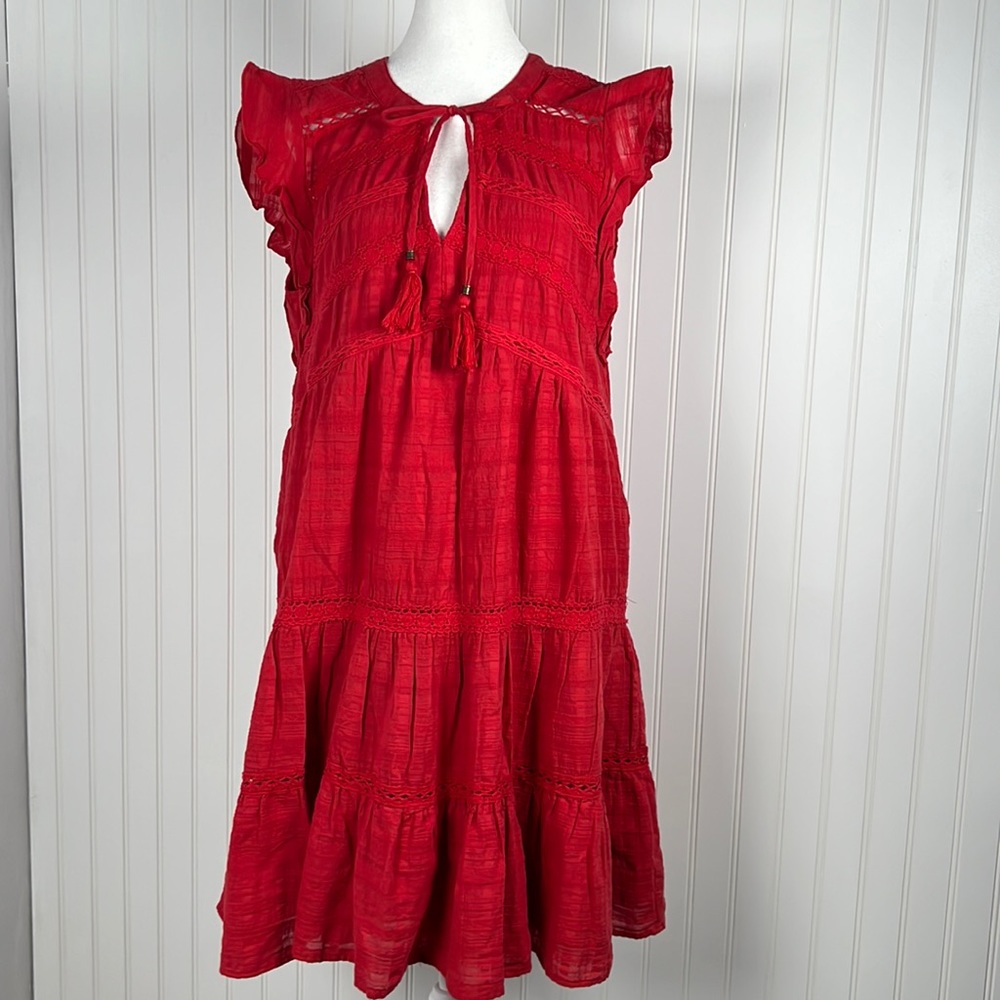 Knox Rose Women's Boho Dress Red Lace Trim
Sleeveless